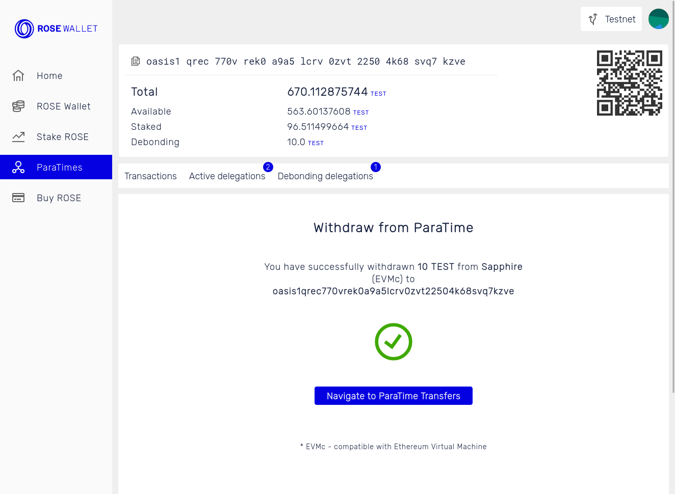 Withdraw tokens: Withdrawal complete